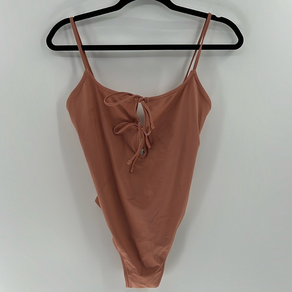 Madewell Second Wave Tie Front One Piece Swimsuit S NWT Dusty Rose Pink